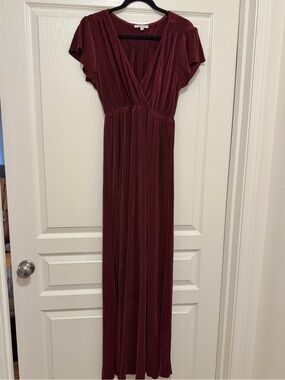 Baltic Born Burgundy V‑Neck Maxi Dress